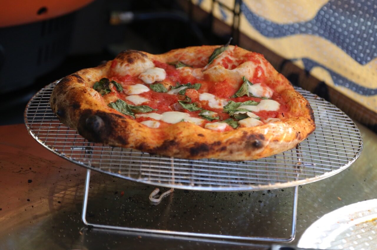 Pizzas fresh from the oven
